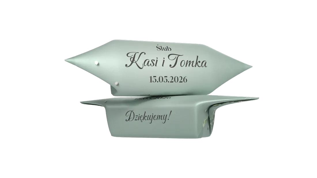 Krówki personalizowane na wesele z napisem Dziękujemy — wzór 2