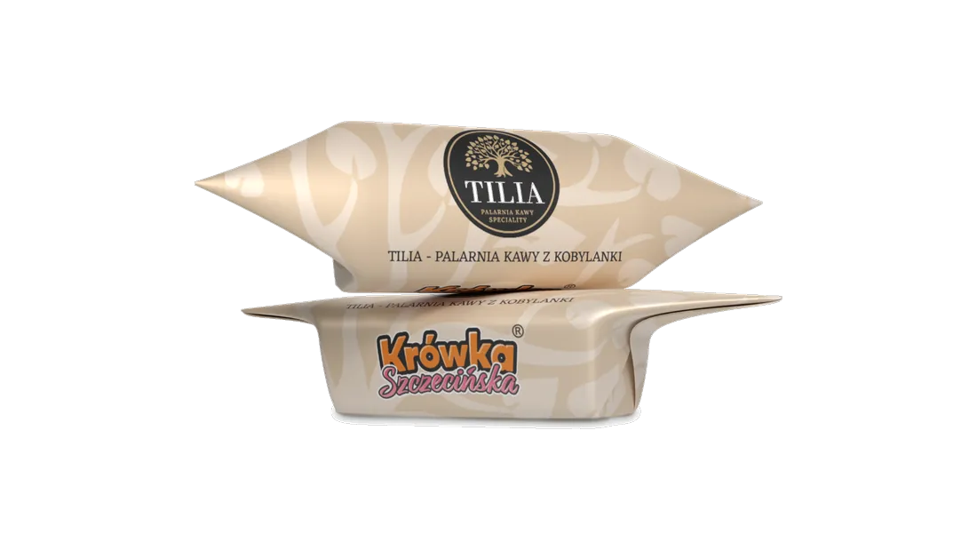 Krówki z logo firmy dla TILIA Palarnia Kawy — krówki reklamowe z nadrukiem